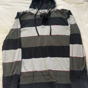 Volcom Men's Black and Gray Striped Hoodie
